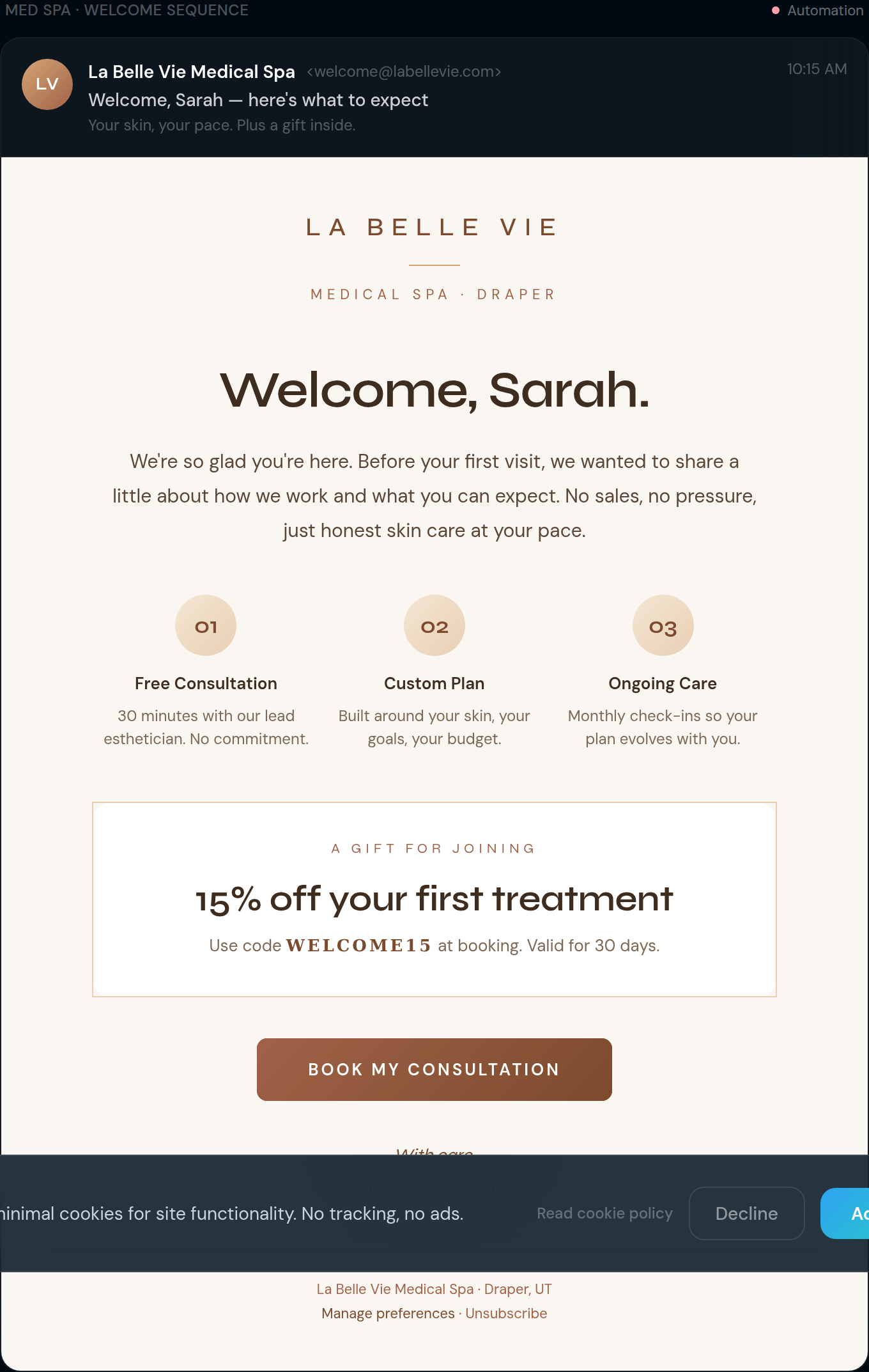 Welcome Series — Med Spa